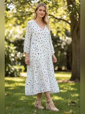 a new day Pastel Speckled Tiered Maxi Dress – Size M